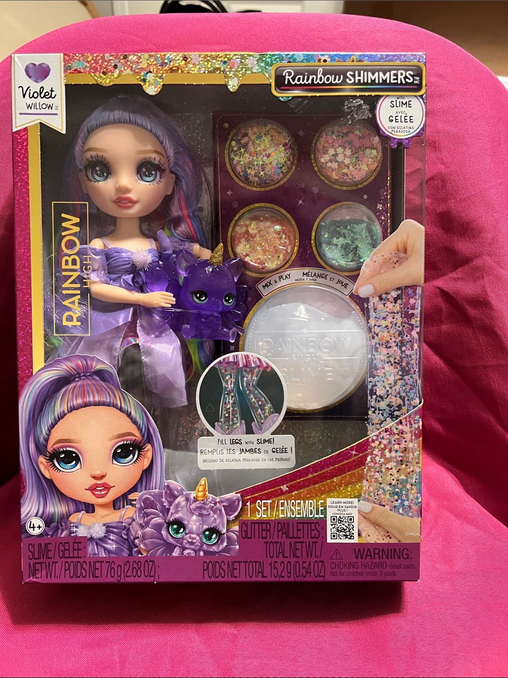 Rainbow High , Rainbow Shimmers , Violet Willow Doll + Purple Unicorn Accessory